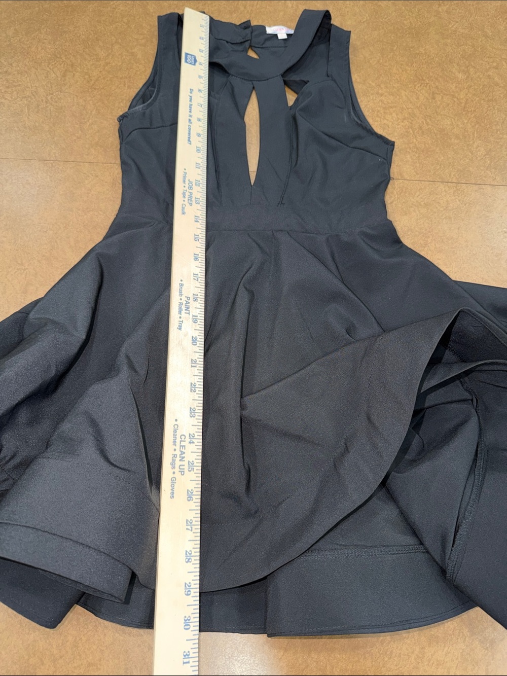 Luxxel Black Sleeveless Fit-&-Flare Mini Cocktail Dress w/ Keyhole Horsehair Hem - Picture 5 of 10